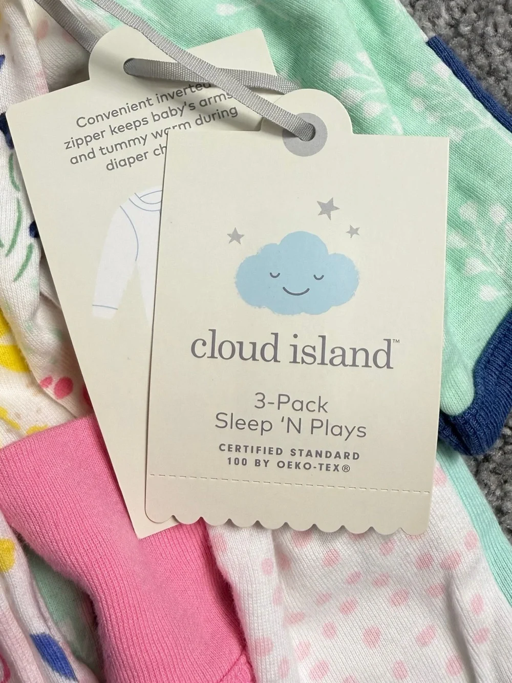 cloud island Floral Footed One-Piece in White, Pink, Yellow & Green - Picture 2 of 6